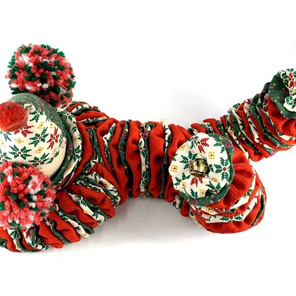 Yoyo Clown Doll Christmas Rag Quilt Fabric Circles Bells 12" Long Vintage - Picture 7 of 8